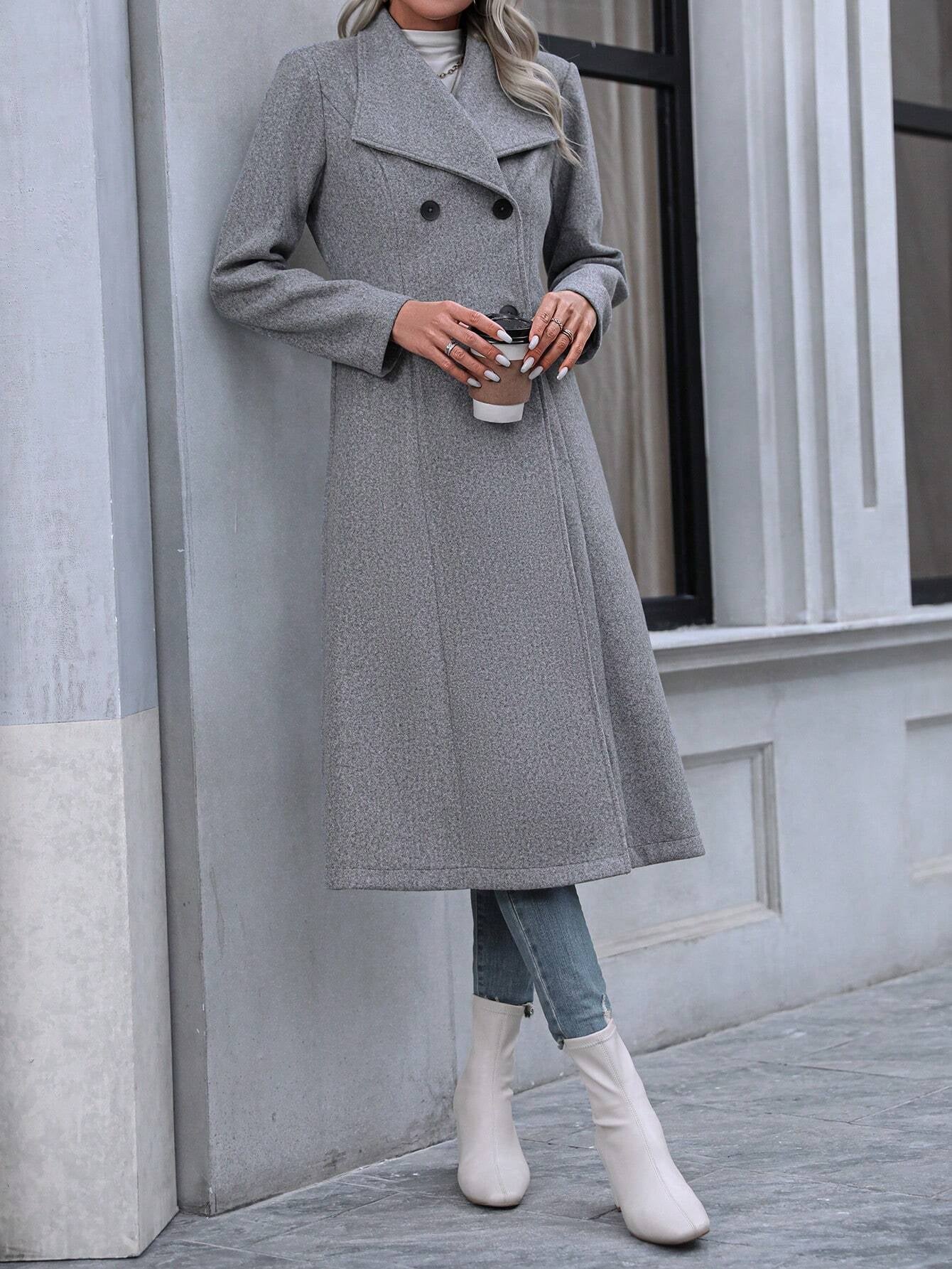 Pariaura Herringbone Double Breasted Overcoat