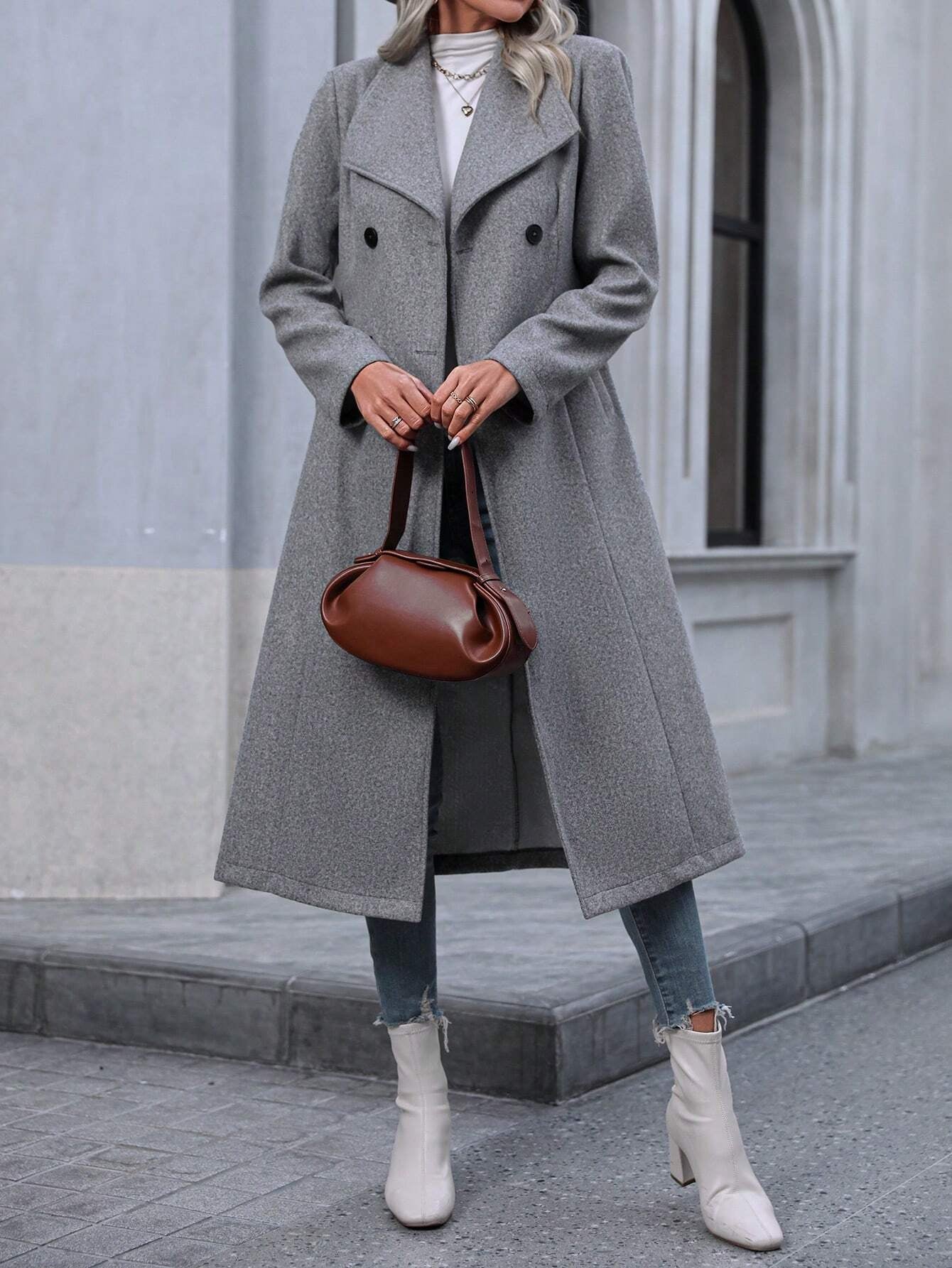 Pariaura Herringbone Double Breasted Overcoat